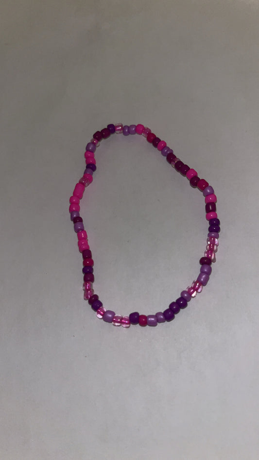 Hot pink and dark purple  beaded Bracelet