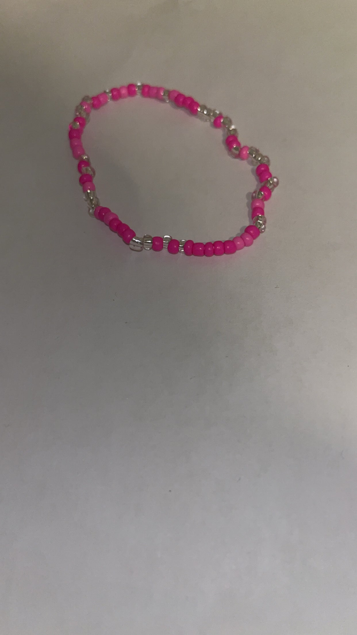 Hot pink and White beaded bracelet