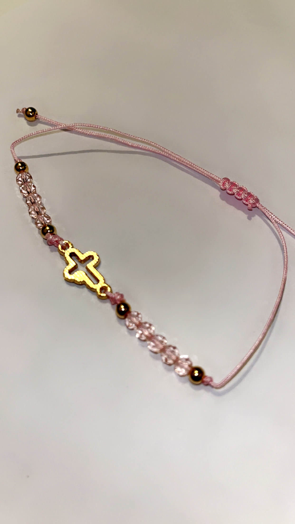 Light Pink Bracelet with Cross